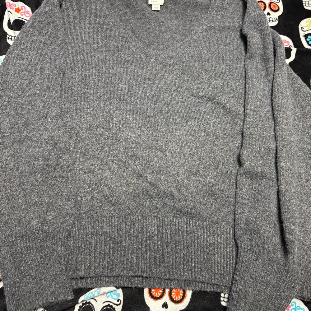 Gray V-Neck Sweater